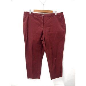 Talbots Womens Pants 16P Petite Burgundy Red Cropped Chino Workwear